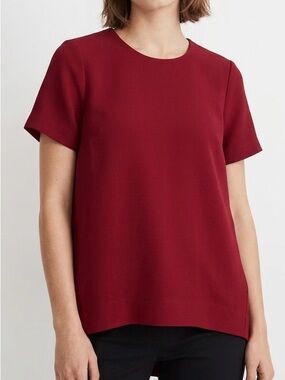 Madewell Tailored Tee Burgundy Crepe High Low Top S Elevated Basics Minimalist